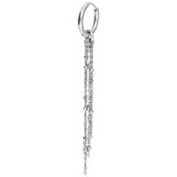 Boucles d'oreilles chaîne élégantes en acier inoxydable Boucles d'oreilles chaîne en argent avec fermoir à clapet sur fond blanc