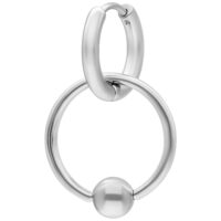 Créoles Little Ball Closure argentées 16mm Boucles d'oreilles argentées en acier chirurgical, diamètre de 16mm, sur fond blanc