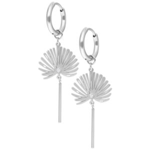 Boucles d'oreilles Petticoat en acier inoxydable argentées sur fond blanc