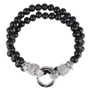Bracelet noir et argent en bois et acier chirurgical 316L