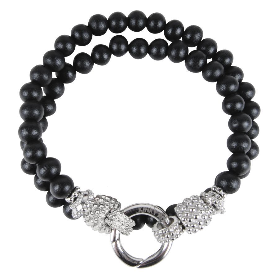 Bracelet noir et argent en bois et acier chirurgical 316L