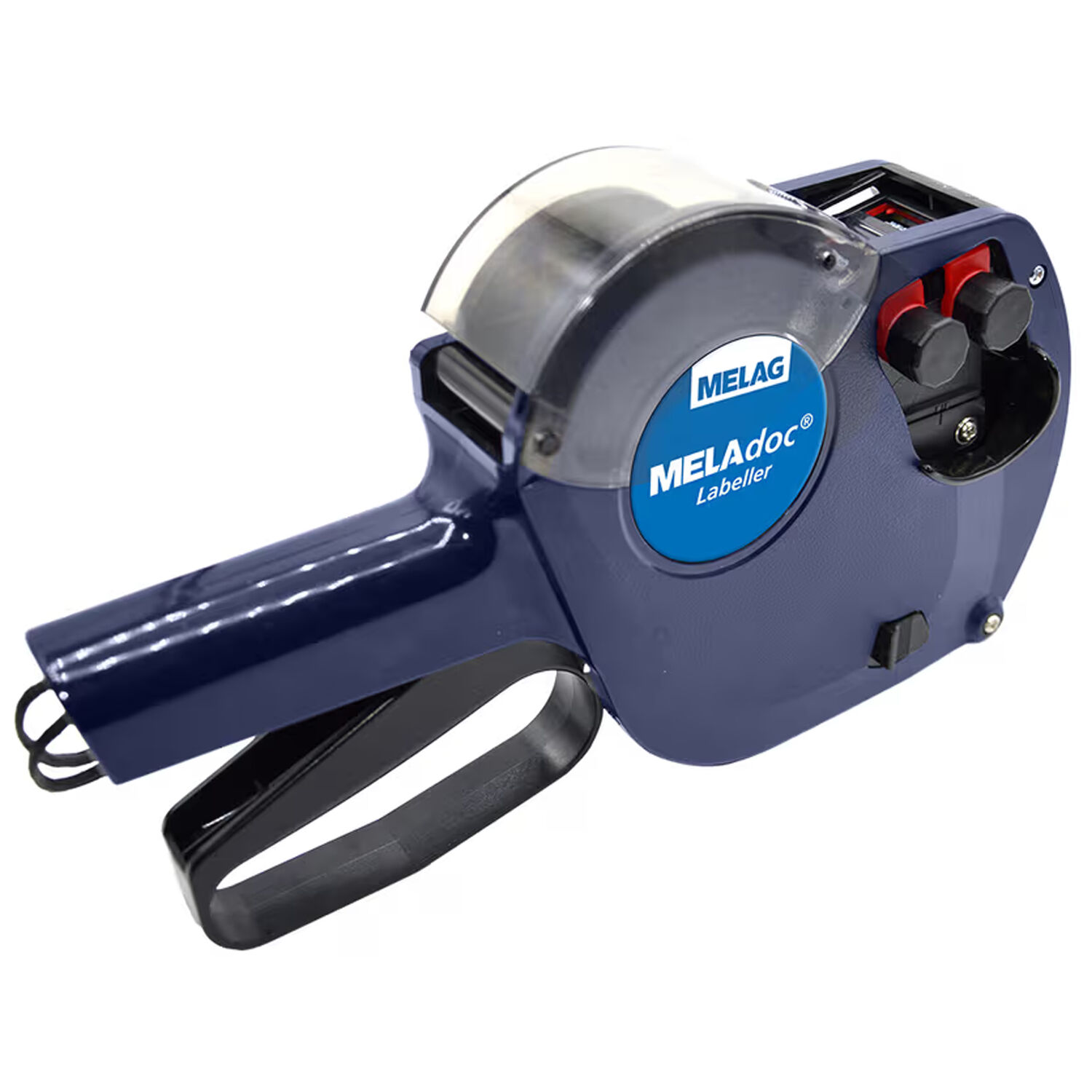 MELAdoc Labeller en bleu Labeller MELAdoc bleu avec poignée noire sur fond blanc