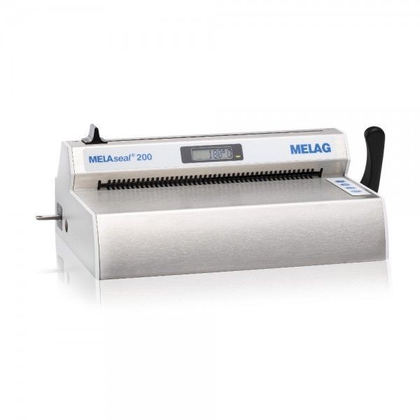 MELAseal 200 appareil de scellage en acier inoxydable MELAseal 200 appareil de scellage en acier inoxydable argenté sur fond blanc
