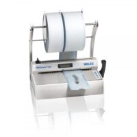 MELAseal 200 appareil de scellage avec porte-rouleaux MELAseal 200 appareil de scellage en acier inoxydable avec deux rouleaux sur fond blanc