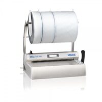 MELAseal 200 appareil de scellage en acier inoxydable MELAseal 200 appareil de scellage en acier inoxydable avec deux porte-rouleaux sur fond blanc