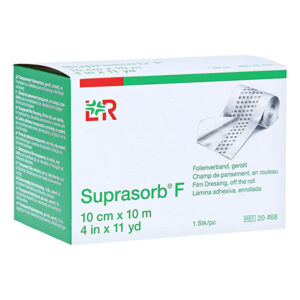 Suprasorb® F Pansement Film enroulé dans un emballage vert et blanc