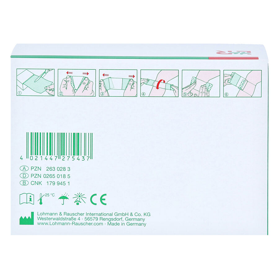 Suprasorb® Pansement en film - Dos de l'emballage Dos de l'emballage du Suprasorb® Pansement en film avec instructions