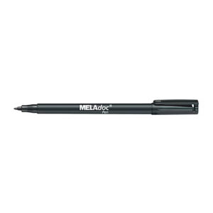 Stylo MELAdoc noir sur fond blanc, capuchon en place