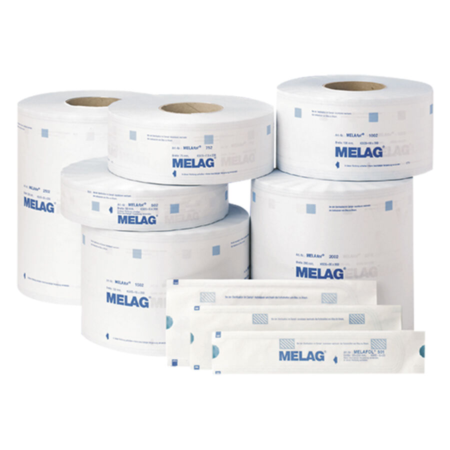 Emballage de stérilisation Melag Set Kit d'emballage de stérilisation blanc de Melag sur fond neutre