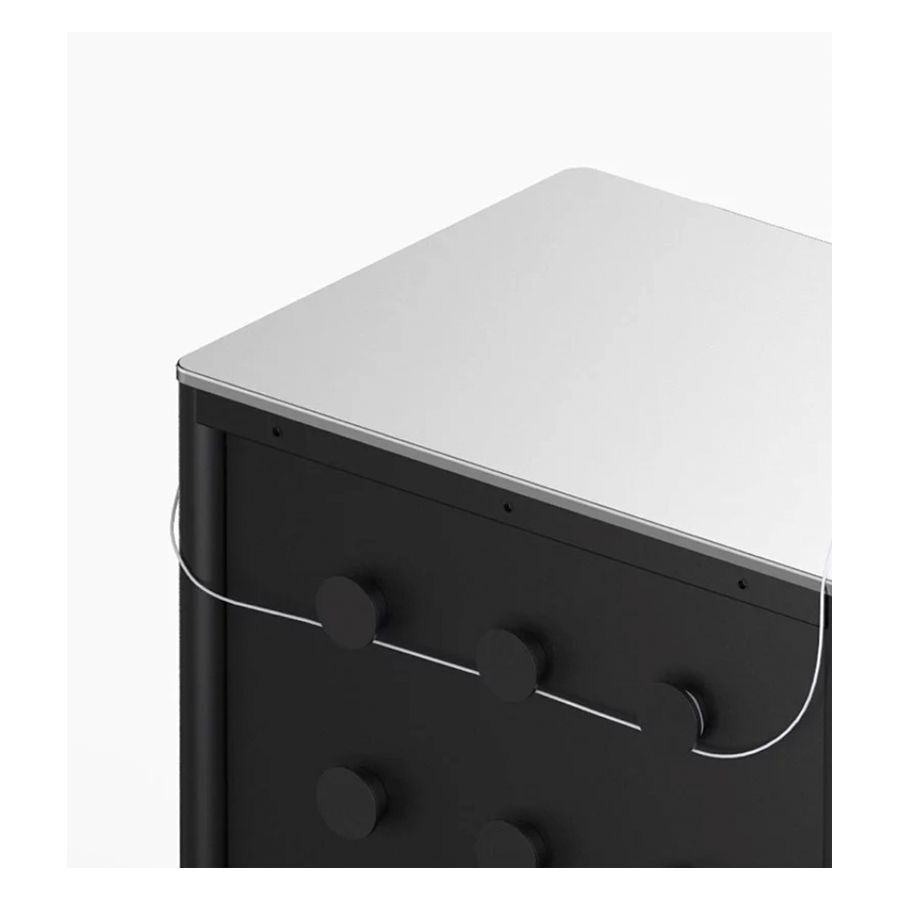 Meta Tattoo Workstation Ultimate 2.0 Noir Workstation de tatouage noire avec surface en aluminium sur fond blanc