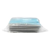 Masques jetables bleus lot de 50 Masques jetables bleus emballés, 50 pièces dans un emballage plastique transparent