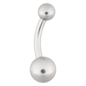Bananabell en argent en acier chirurgical avec embouts en boule sur fond blanc