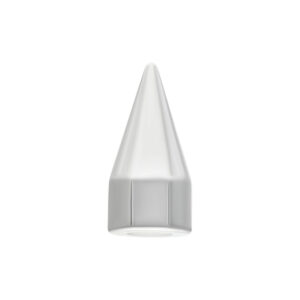 Cône à pointes argenté en acier chirurgical sur fond blanc