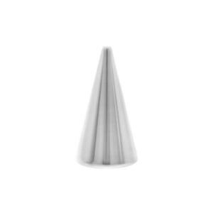 Embout de piercing conique en acier chirurgical argenté sur fond blanc