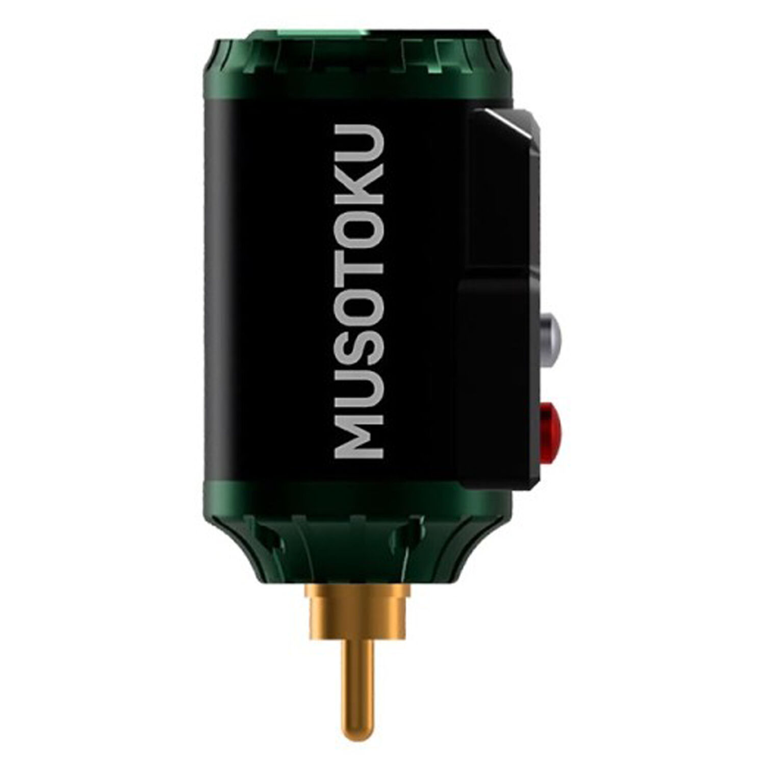 Batterie verte Rover R-1 RCA de Musotoku Batterie verte Rover R-1 RCA avec logo noir Musotoku sur fond blanc