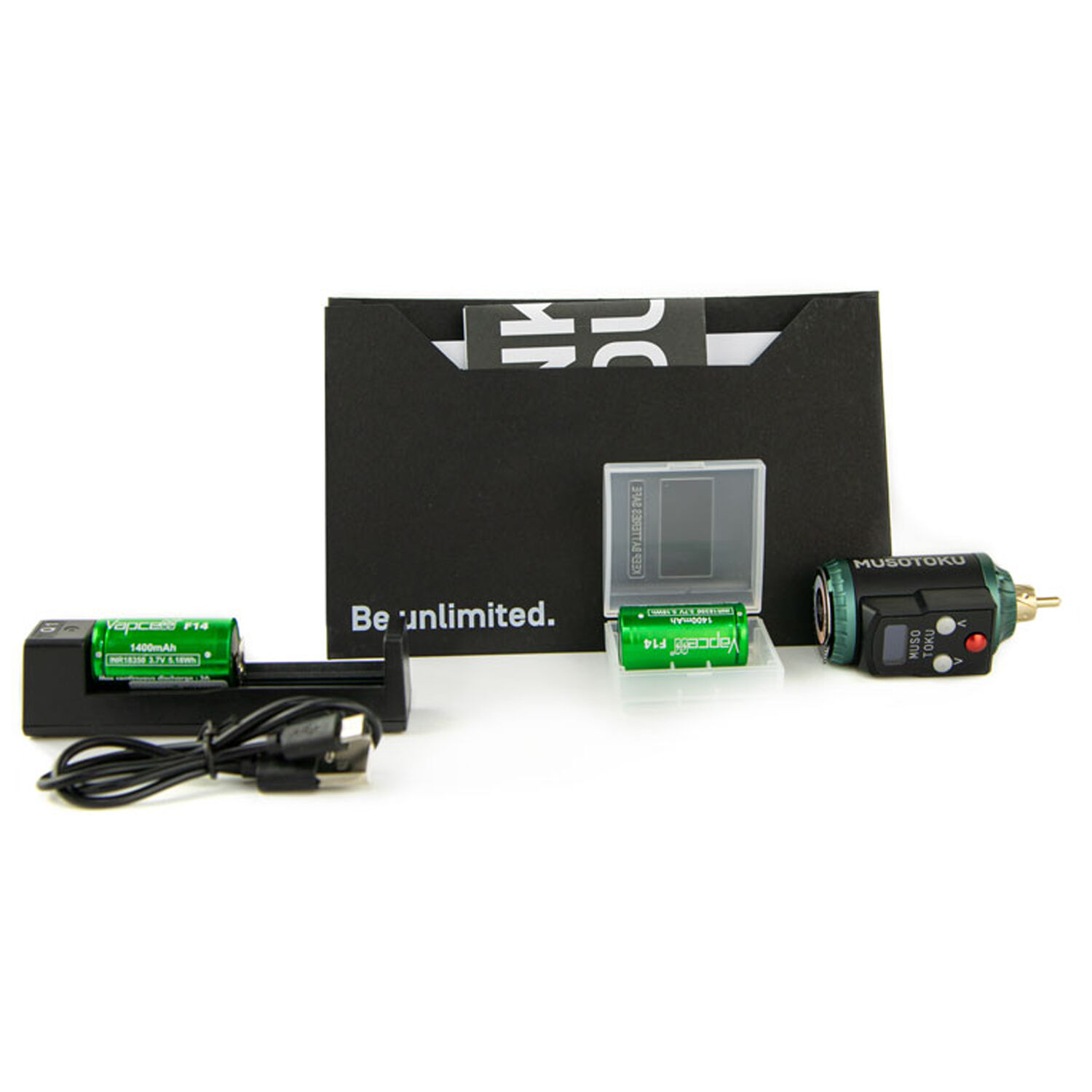 Rover R-1 RCA batterie en vert Batterie Rover R-1 RCA verte avec accessoires sur fond blanc