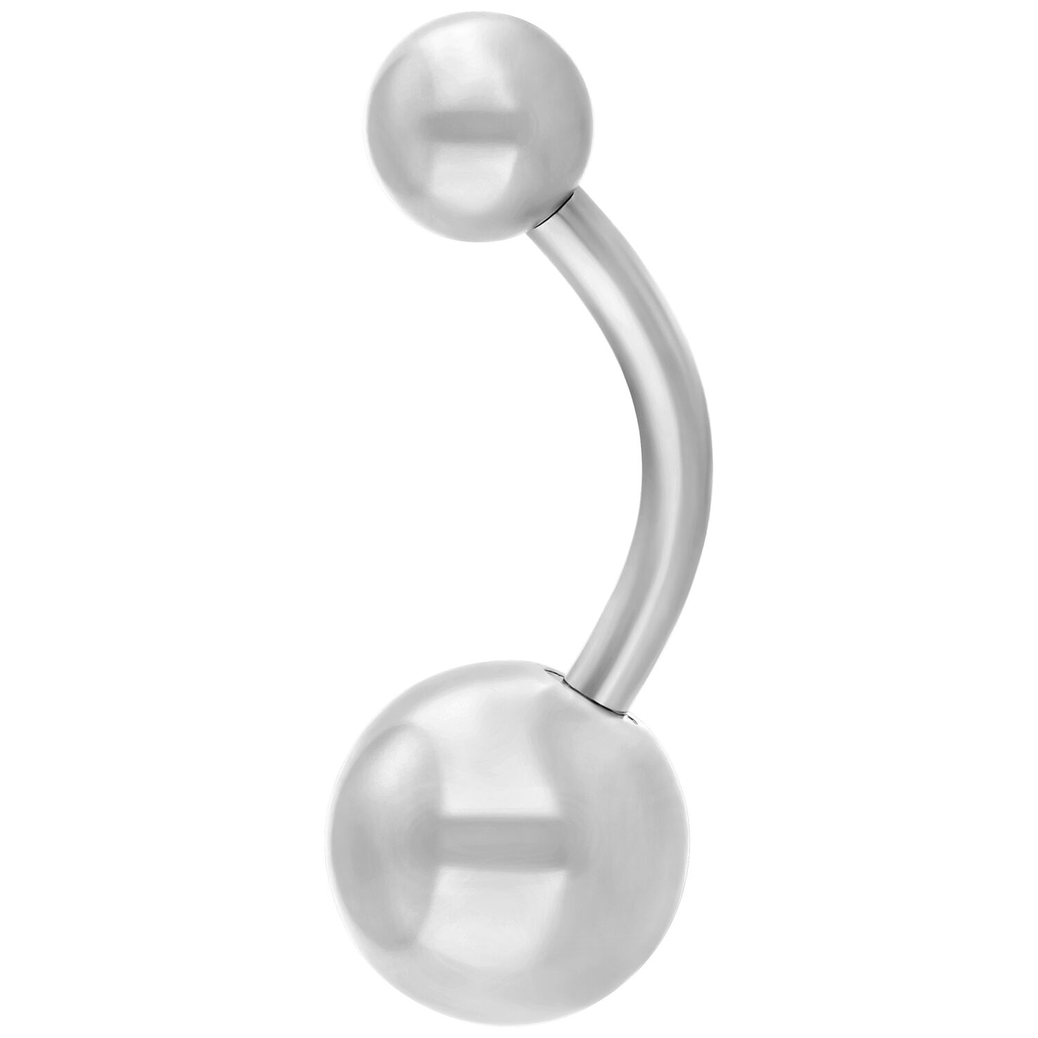 Piercing de nombril en argent en acier chirurgical Bananabell de nombril en argent en acier chirurgical sur fond blanc