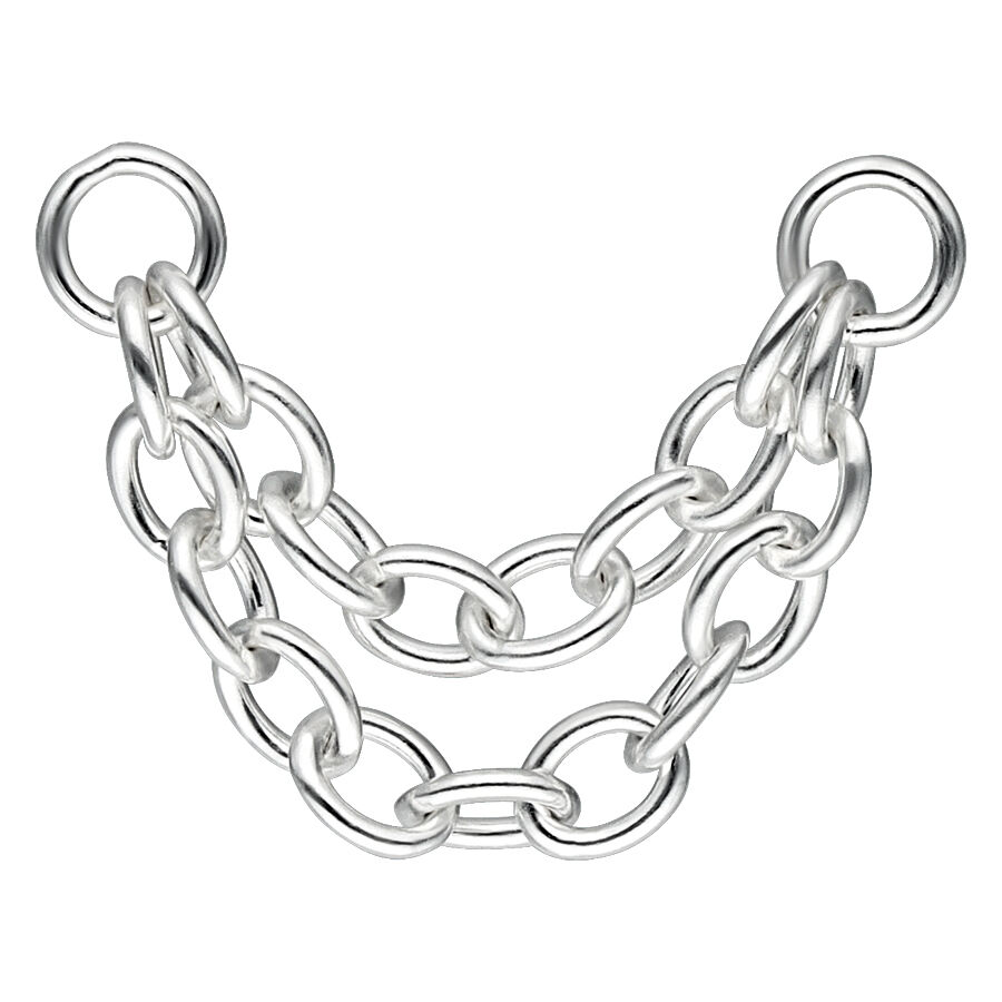 Chaîne de piercing argentée 15mm Wildcat Chaîne de piercing double argentée, 15 mm, sur fond blanc