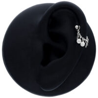 Chaîne de piercing noire 20 mm Chaîne de piercing noire en argent, 20 mm de longueur, à l'oreille