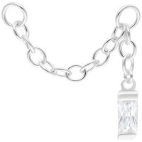 Chaîne de piercing argentée avec cristal baguette, 20mm Chaîne de piercing argentée avec cristal baguette suspendu, longueur 20mm