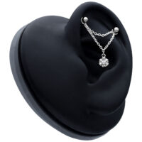 Chaîne de piercing Hibiscus dorée 20mm Chaîne de piercing dorée avec design Hibiscus, 20mm de longueur, fond noir