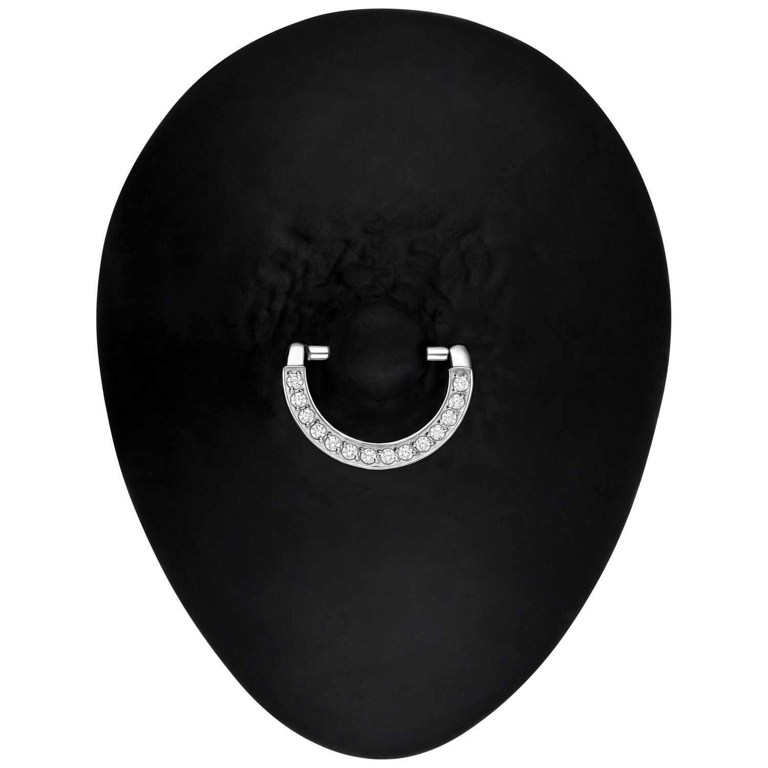 Clicker de téton argenté avec cristaux Clicker de téton argenté avec cristaux scintillants sur fond noir