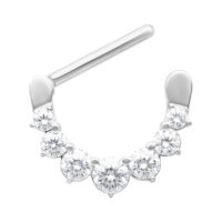 Clicker de téton en cristal en acier chirurgical Clicker de téton argenté avec cristaux clairs sur fond blanc