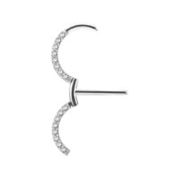 Clicker de téton argenté en acier chirurgical 316L avec cristaux clairs, longueur 13mm