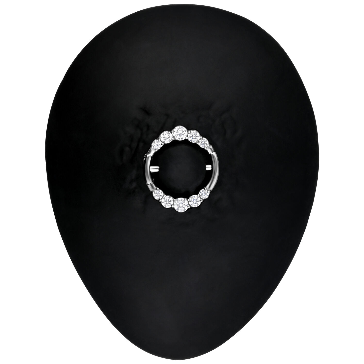 Clicker de téton argenté avec doubles cristaux sur fond noir