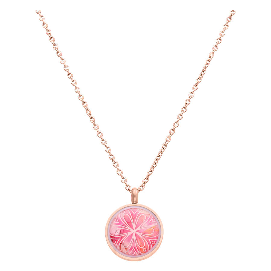 Collier Fleur Abricot en Or Rose Collier en or rose avec pendentif fleur abricot sur fond blanc