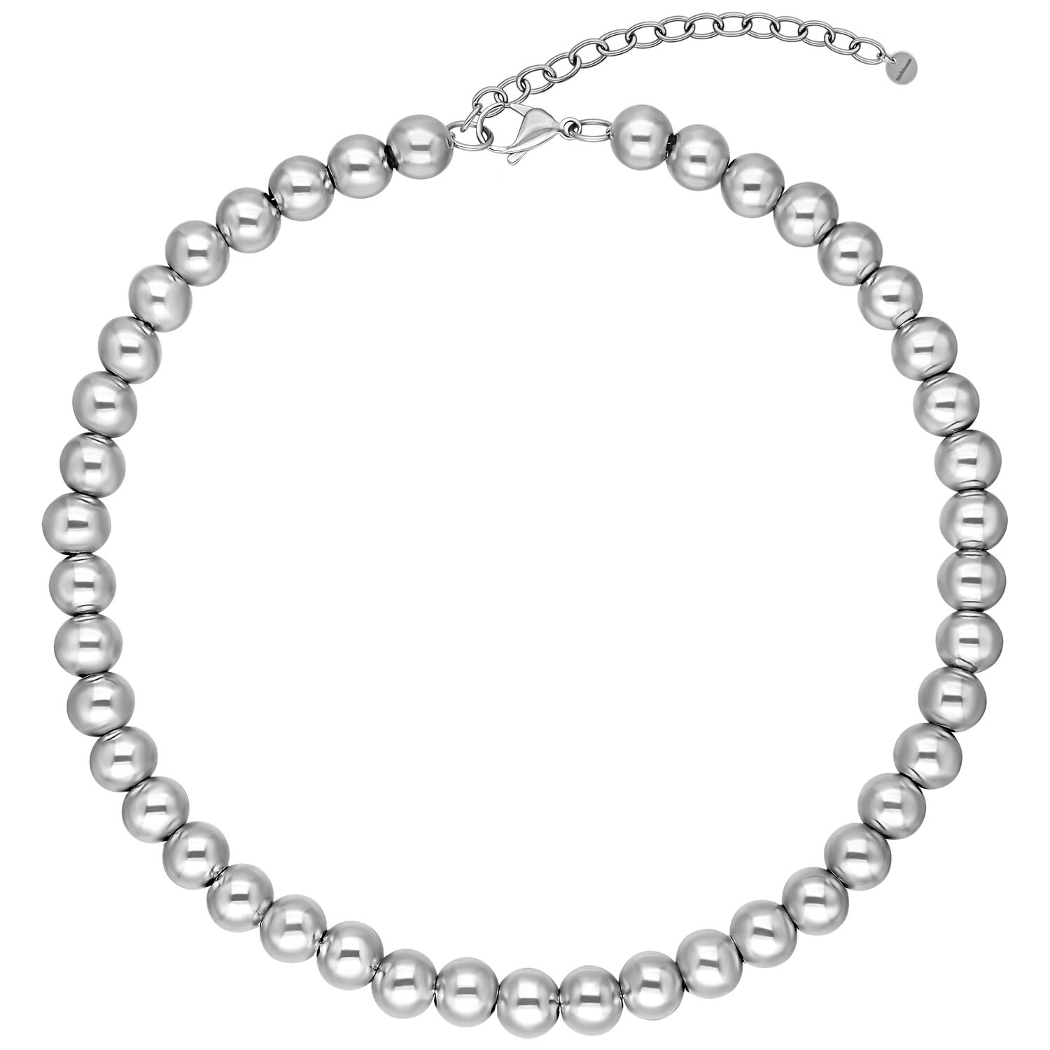 Collier Bubble argenté en acier chirurgical Collier Bubble argenté en acier chirurgical 316L sur fond blanc