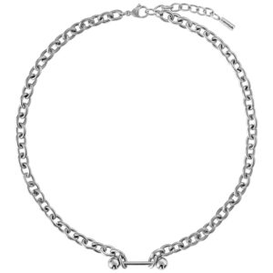Chaîne Barbell en argent en acier chirurgical sur fond blanc