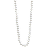 Grand collier de perles synthétiques argentées Long collier avec de grandes perles synthétiques argentées sur fond blanc