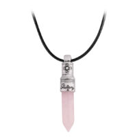 Wildcat Gluttony Collier en Rose et Argent Collier Gluttony rose avec pendentif argenté et cordon en cuir noir