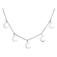 Collier Little Moon avec pendentifs lune Collier en argent avec cinq petits pendentifs lune sur fond blanc