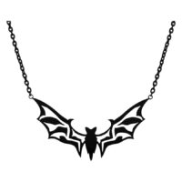 Chaîne Big Bat Noire en Acier Chirurgical Chaîne chauve-souris noire en acier chirurgical sur fond blanc