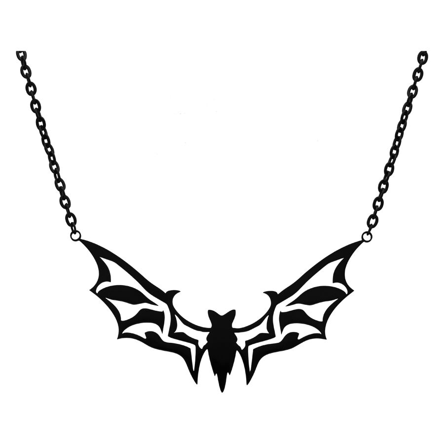Chaîne Big Bat Noire en Acier Chirurgical Chaîne chauve-souris noire en acier chirurgical sur fond blanc
