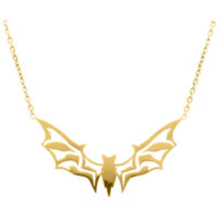 Big Bat chaîne en or en acier chirurgical Chaîne dorée avec pendentif chauve-souris sur fond blanc