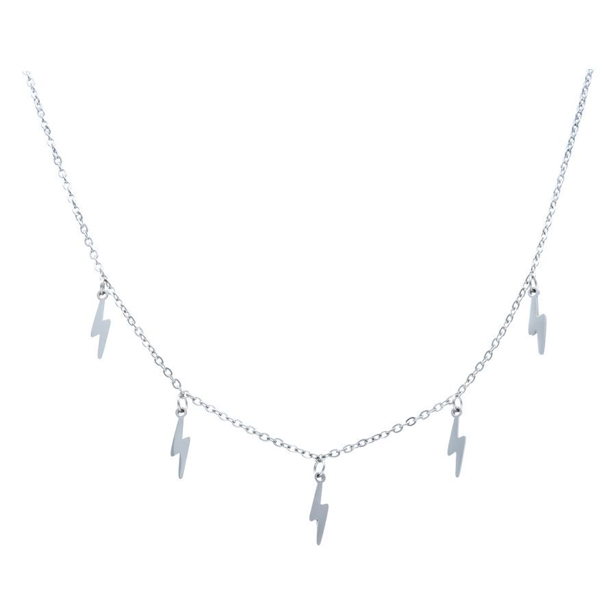 Thunderflash chaîne en argent de Wildcat Chaîne en argent avec pendentifs éclairs sur fond blanc