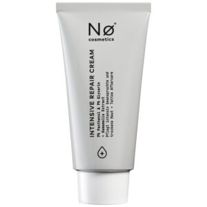 Tube gris de la Crème Réparatrice Intensive Nø Cosmetics sur fond blanc