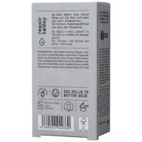 Emballage de la Crème Réparatrice Intensive No Cosmetics Emballage gris de la Crème Réparatrice Intensive No Cosmetics avec texte et symboles