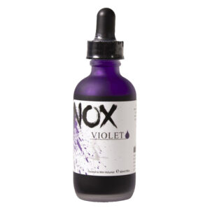 Encre Hectograph violette en bouteille de 60 ml avec bouchon noir sur fond blanc