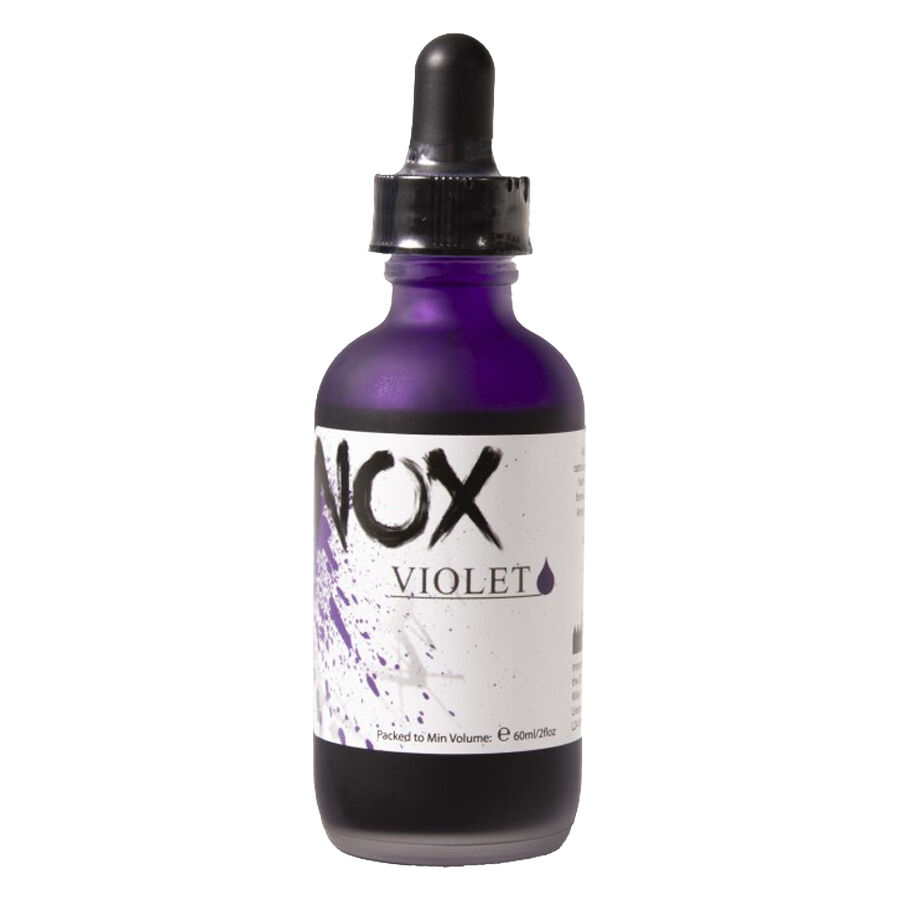 Encre Hectograph Violette 60 ml pour Artistes Tattoo Encre Hectograph violette en bouteille de 60 ml avec bouchon noir sur fond blanc