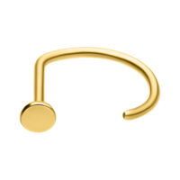 Clou de nez doré 1,0 mm, 9,0 mm Clou de nez en titane doré en forme de L sur fond blanc