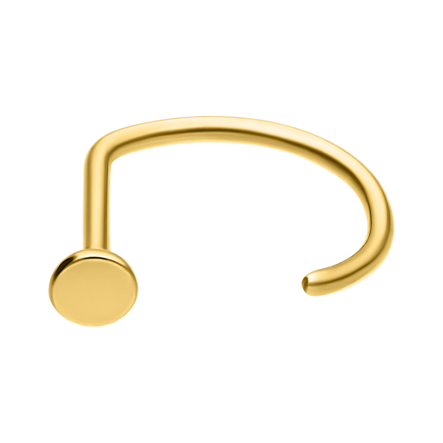 Clou de nez doré 1,0 mm, 9,0 mm Clou de nez en titane doré en forme de L sur fond blanc