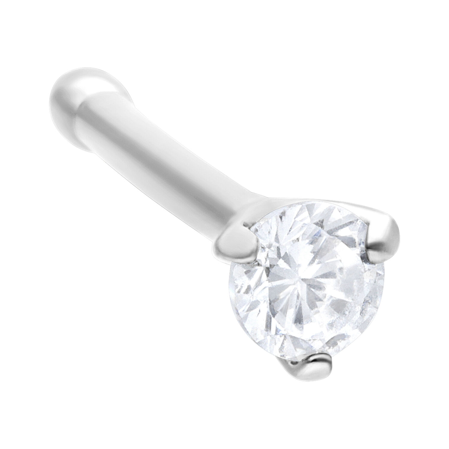 Clou de nez en argent avec cristal Clou de nez en argent en acier chirurgical avec cristal clair sur fond blanc
