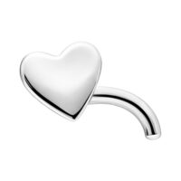 Clou de Nez en Acier en Forme de Cœur Argenté Clou de nez argenté en forme de cœur en acier chirurgical avec tige légèrement courbée