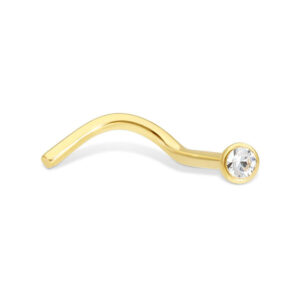Clou de nez doré avec cristal clair sur fond blanc