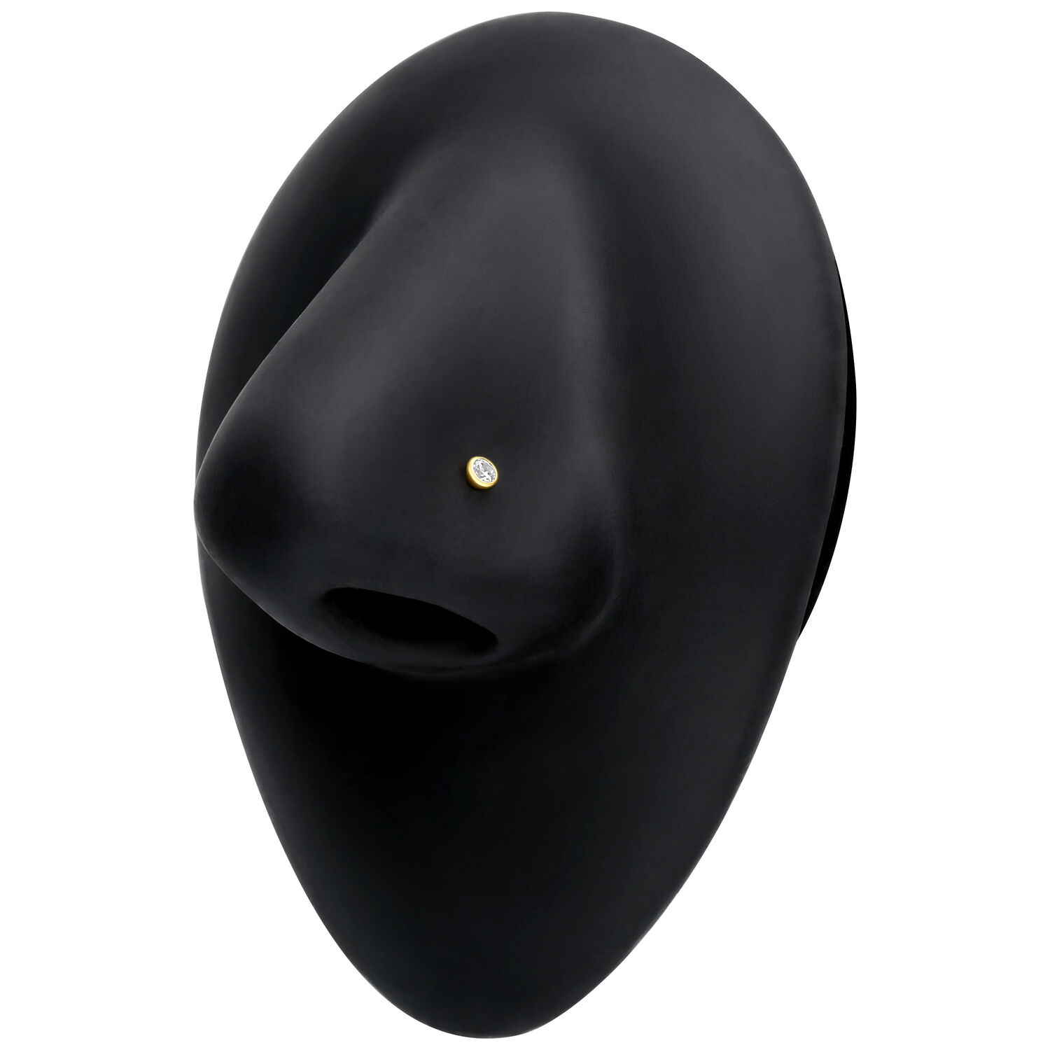 Clou de nez en or 18k avec pointe cristalline Clou de nez élégant en or 18k avec pierre cristalline sur fond noir