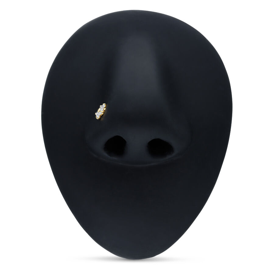 Clou de nez en or 18K avec fleur en cristal Clou de nez doré avec fleur cristalline sur fond noir